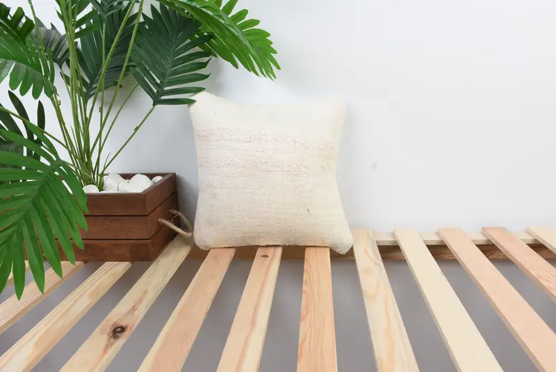 Kilim Cushion Sham, Sustainable Pillow Case, Pillow Case, Muted Cushion Cover, 12x12 White Pillow, Turkish Kilim Pillow, Home Decor Pillow - 1