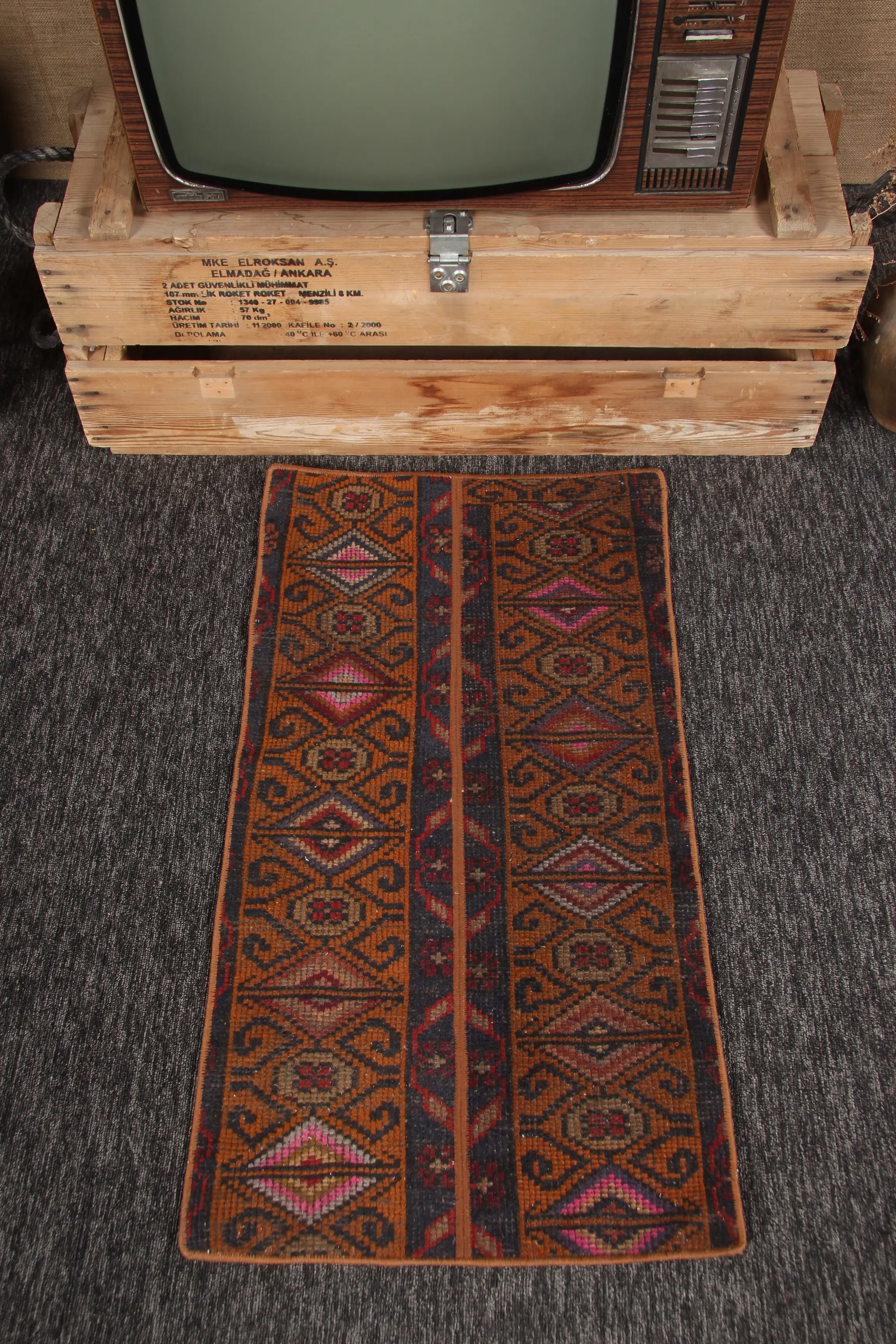 1.8x3.3 ft Rug, Turkish Vintage Rug, Brown Patchwork Rug - 1