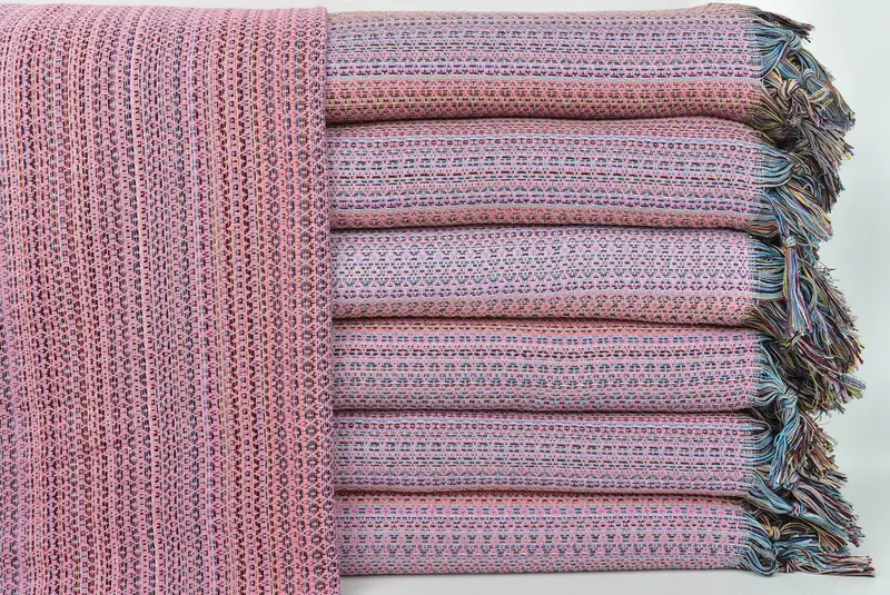 Woven Blanket, Personalized Blanket, Organic Throw, 90x88 Cotton Colorful Diamond Towel, Throw Blanket Couch, Personalized Wedding Gift For Couple - 1