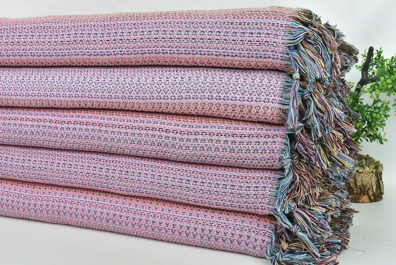 Woven Blanket, Personalized Blanket, Organic Throw, 90x88 Cotton Colorful Diamond Towel, Throw Blanket Couch, Personalized Wedding Gift For Couple - 3