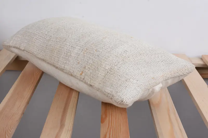 Knitted Pillow Cover, Pillow Case, Ethnical Kilim Rug Pillow, 8x16 Beige Pillow, Vintage Throw Cushion Case, Gift Pillow, Kilim Pillow - 6