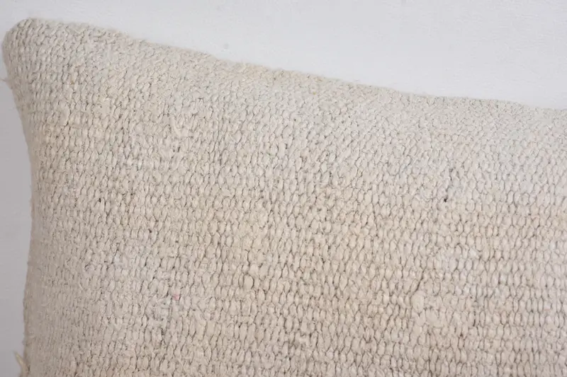 Knitted Pillow Cover, Pillow Case, Ethnical Kilim Rug Pillow, 8x16 Beige Pillow, Vintage Throw Cushion Case, Gift Pillow, Kilim Pillow - 2