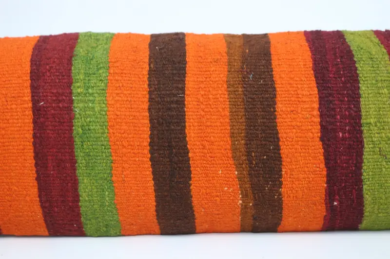 Outdoor Pillow, Pillow, Turkish Pillow, Handmade Kilim Cushion, Pillow for Sofa, Kilim Rug Pillow, 12x48 Orange Cushion Case - 2