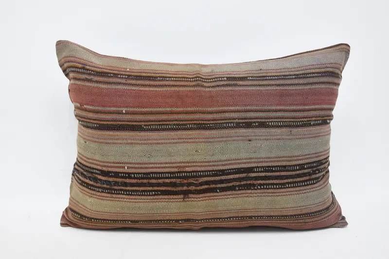 Striped Throw Cushion Case, 20x28 inch Beige Gift Pillowcase - 1