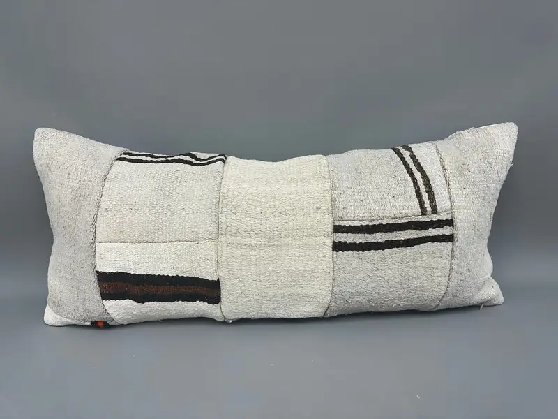 Gift Pillow, Kilim Cushion Sham, 16x36 Beige Pillow Case, Home Decor Pillow, Pet Pillow, Bolster Cushion, Pillow Sham, Turkish Bench Cushion Cover - 4