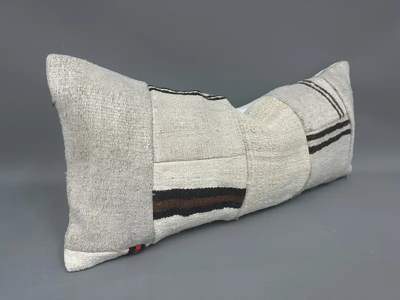 Gift Pillow, Kilim Cushion Sham, 16x36 Beige Pillow Case, Home Decor Pillow, Pet Pillow, Bolster Cushion, Pillow Sham, Turkish Bench Cushion Cover - 2