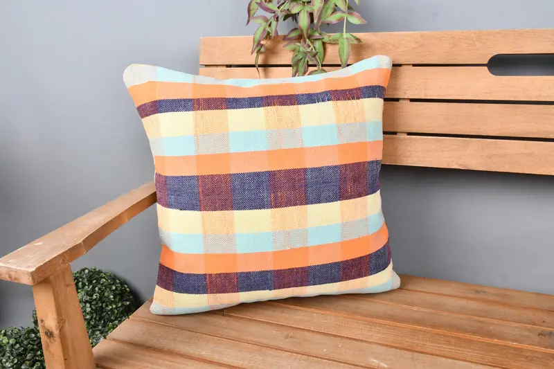 18x18 Orange Cushion Case, Vintage Throw Pillow Cover, Gift Pillow, Vintage Pillow, Custom Cushion, Handmade Kilim Cushion, Pillow Case - 1