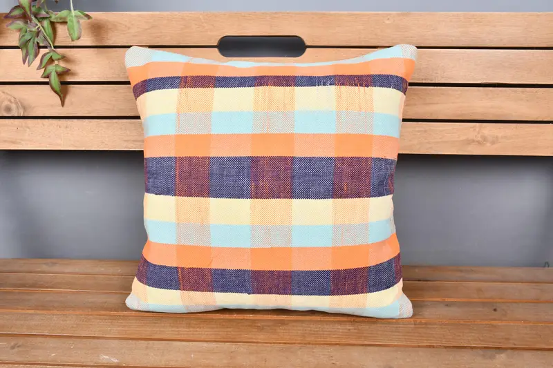 18x18 Orange Cushion Case, Vintage Throw Pillow Cover, Gift Pillow, Vintage Pillow, Custom Cushion, Handmade Kilim Cushion, Pillow Case - 6