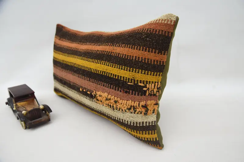 Pillow Sham, Natural Cushion Cover, Vintage Pillow, Pillow for Sofa, Boho Chic Pillow, Gift Pillow, 12x20 Brown Cushion Case - 3