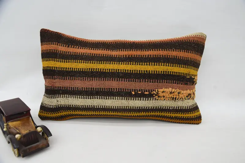 Pillow Sham, Natural Cushion Cover, Vintage Pillow, Pillow for Sofa, Boho Chic Pillow, Gift Pillow, 12x20 Brown Cushion Case - 5