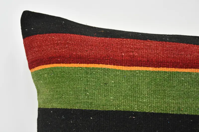 Kilim Pillow, Vintage Kilim Throw Pillow, Ethnical Kilim Rug Pillow, Nomadic Pillow, Cushion Case, Seat Cushion Case, 20x28 Green Cushion Case - 2