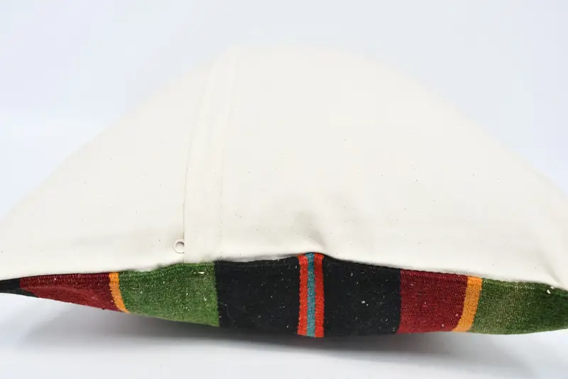 Kilim Pillow, Vintage Kilim Throw Pillow, Ethnical Kilim Rug Pillow, Nomadic Pillow, Cushion Case, Seat Cushion Case, 20x28 Green Cushion Case - 6