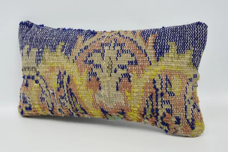 One Of A Kind Pillow Sham, Pillow, Gift Pillow, 8x16 Blue Pillow, Interior Designer Pillow, Handmade Kilim Cushion - 4
