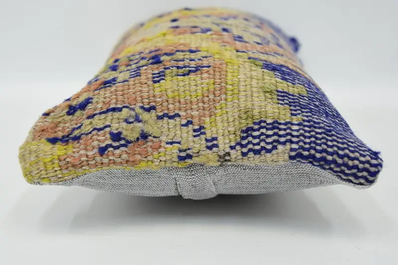 One Of A Kind Pillow Sham, Pillow, Gift Pillow, 8x16 Blue Pillow, Interior Designer Pillow, Handmade Kilim Cushion - 5