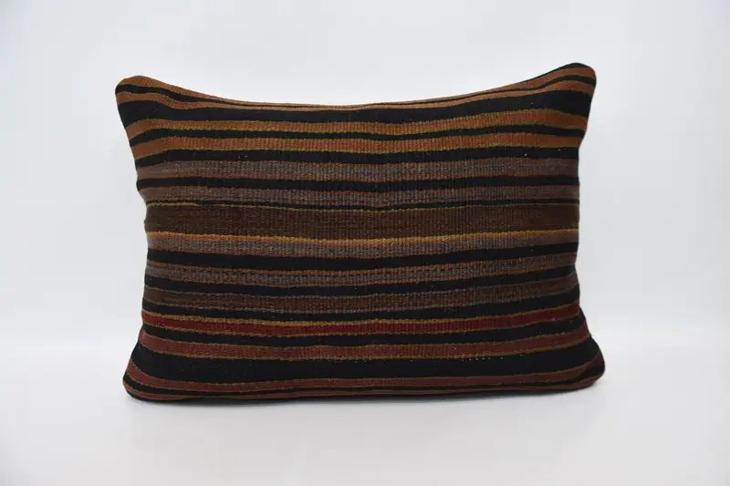 Throw Kilim Pillow, Traditional Pillow Case, Vintage Kilim Pillow, Vintage Kilim Throw Pillow, 20x28 Brown Cushion Case, Pillow, Square Throw Pillow - 1
