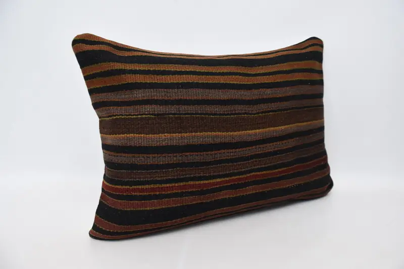 Throw Kilim Pillow, Traditional Pillow Case, Vintage Kilim Pillow, Vintage Kilim Throw Pillow, 20x28 Brown Cushion Case, Pillow, Square Throw Pillow - 3