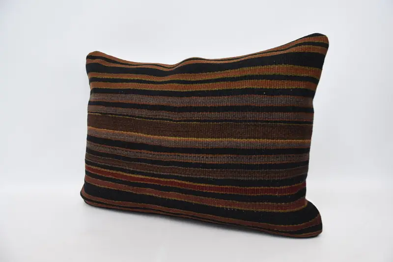 Throw Kilim Pillow, Traditional Pillow Case, Vintage Kilim Pillow, Vintage Kilim Throw Pillow, 20x28 Brown Cushion Case, Pillow, Square Throw Pillow - 4