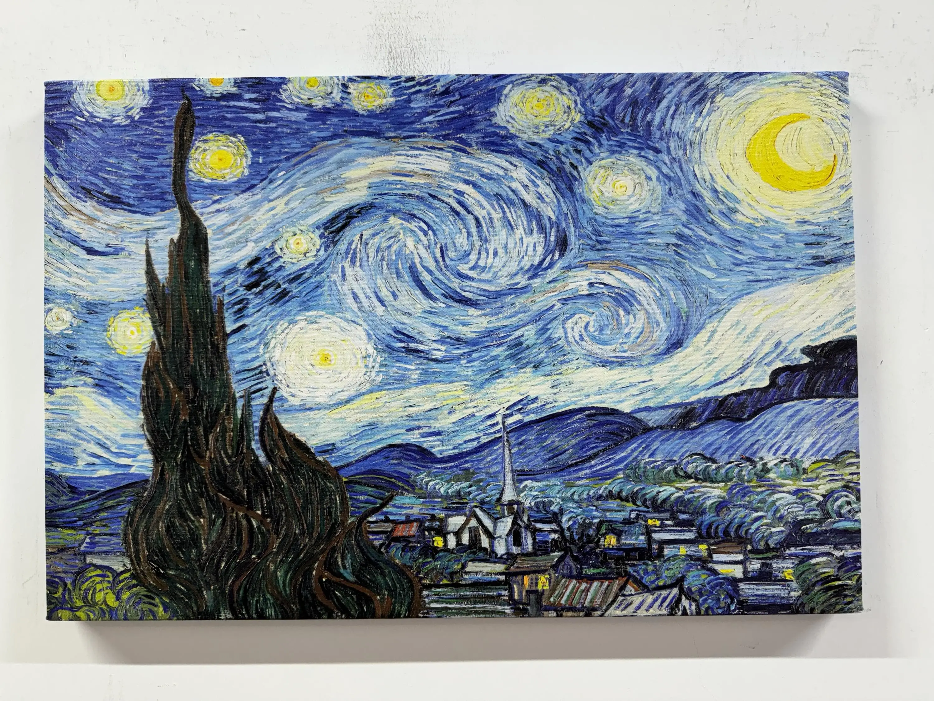 Vincent Van Gogh Starry Night Blue Oil Canvas Print - 1