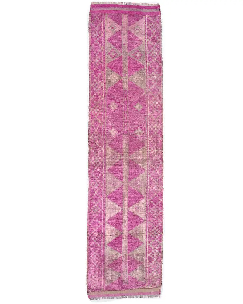 Mor ve Bej Puantiyeli Halı, 2,8x11,4 ft Şık Dekor