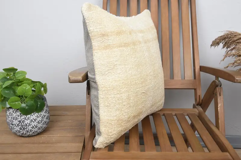 Cushion Cover, Turkish Kilim Pillow, 20x20 Beige Cushion, Pastel Pillow Sham, Pillow for Sofa, Couch Pillow Case, Pillow for Couch - 2