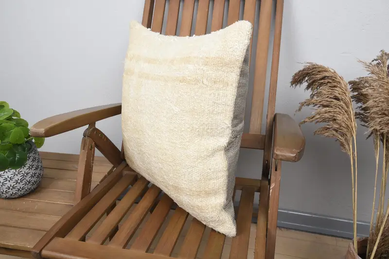Cushion Cover, Turkish Kilim Pillow, 20x20 Beige Cushion, Pastel Pillow Sham, Pillow for Sofa, Couch Pillow Case, Pillow for Couch - 3