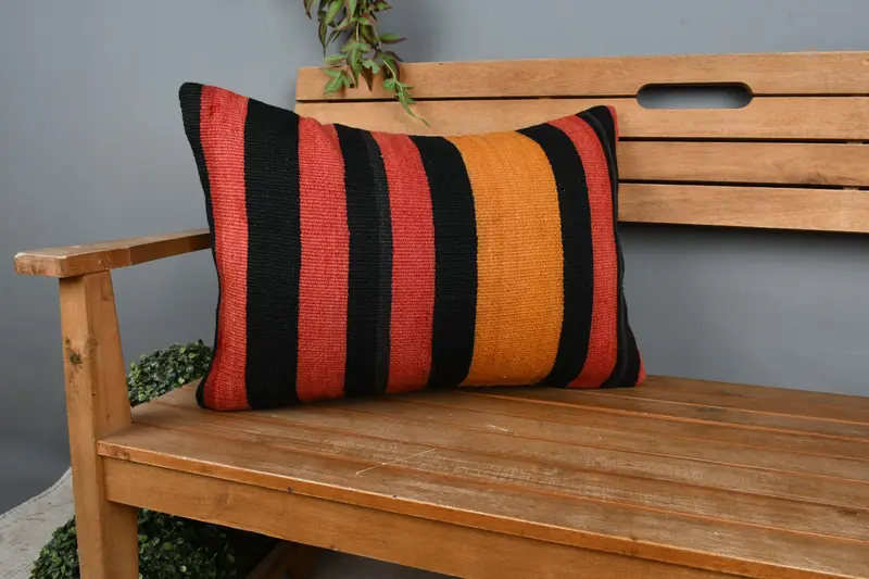 Pet Cushion Case, Pillow Sham, 16x24 Red Cushion Case, Vintage Pillow, Boho Throw Pillow Case, Kilim Cushion Sham, Boho Pillow Sham Cover - 1