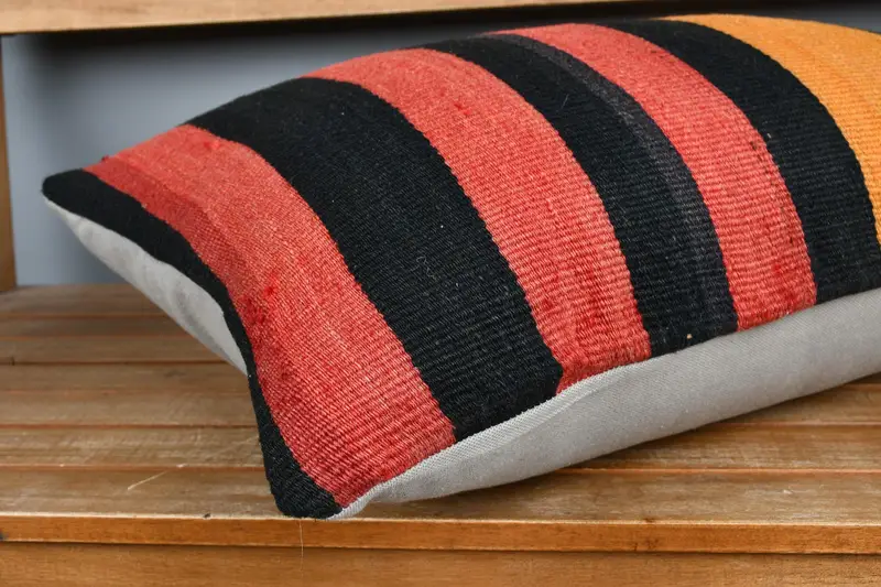 Pet Cushion Case, Pillow Sham, 16x24 Red Cushion Case, Vintage Pillow, Boho Throw Pillow Case, Kilim Cushion Sham, Boho Pillow Sham Cover - 4