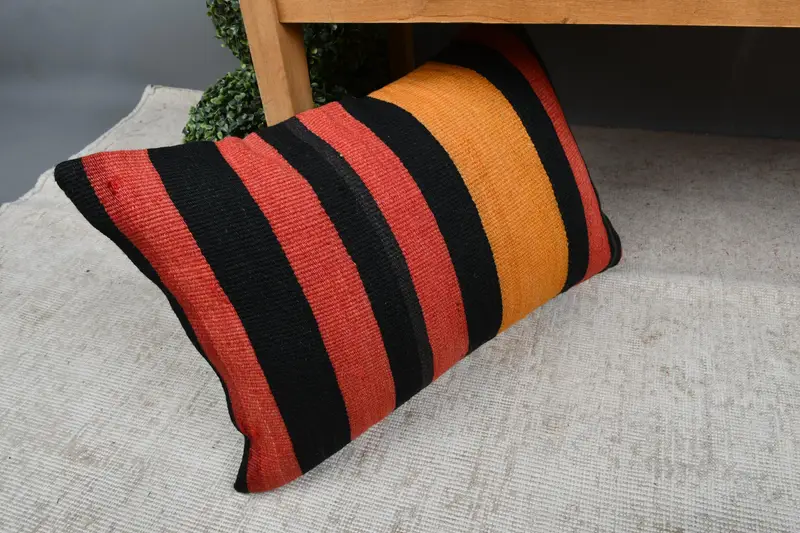 Pet Cushion Case, Pillow Sham, 16x24 Red Cushion Case, Vintage Pillow, Boho Throw Pillow Case, Kilim Cushion Sham, Boho Pillow Sham Cover - 7