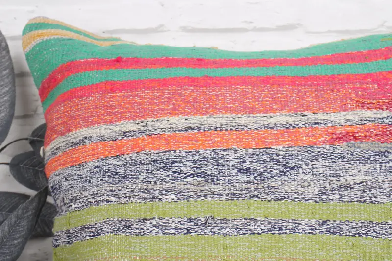 Vintage Kilim Pillow, Custom Pillow, Pillow Sham, 24x24 Green Cushion Case, Armchair Cushion, Pillow for Sofa, Ikat Pillow, Turkish Pillow - 2