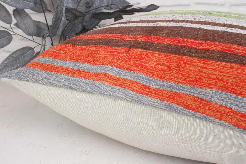 Vintage Kilim Pillow, Custom Pillow, Pillow Sham, 24x24 Green Cushion Case, Armchair Cushion, Pillow for Sofa, Ikat Pillow, Turkish Pillow - 7