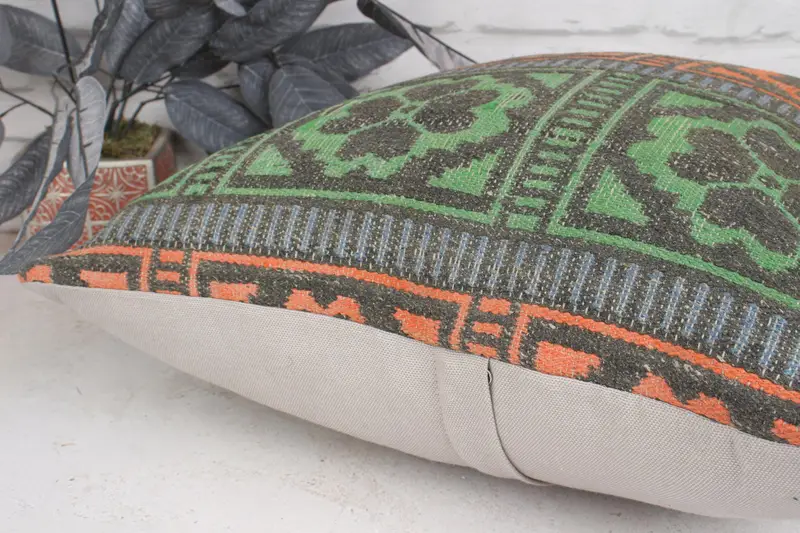 Indoor Pillow Sham, Kilim Pillow, Gift Pillow, Outdoor Pillow, Turkish Rugs Cushion, Cushion Case, 20x20 Green Pillow Case, Pillow for Couch - 7