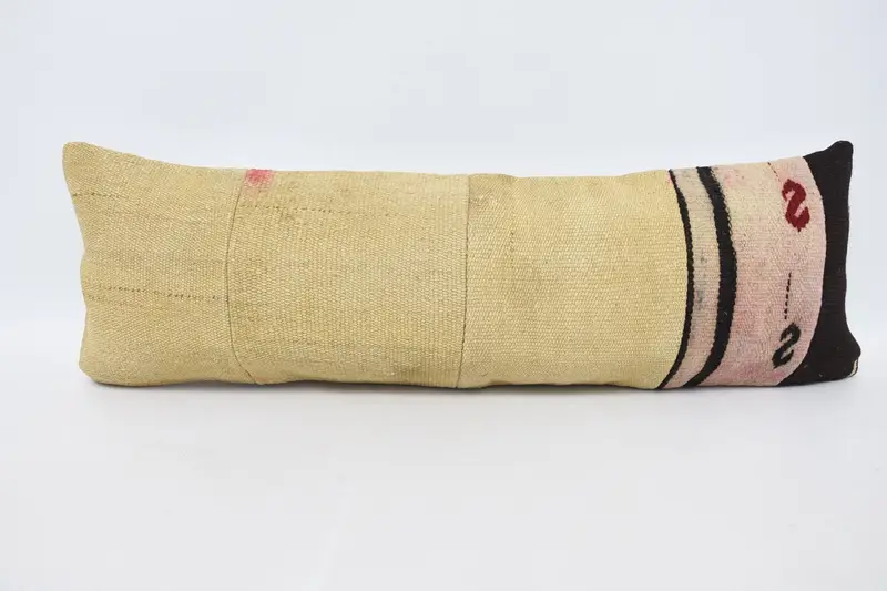 Rectangle Beige Vintage Pillow Cover, Moroccan Contemporary 12x36 inch Striped Pillowcase - 1