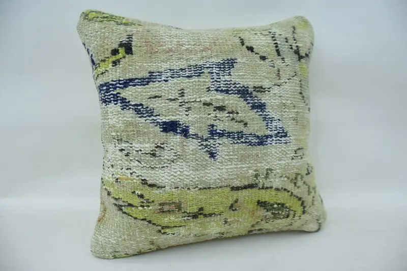 Turkish Pillow, Car Pillow Cover, Pillow, 16x16 Beige Pillow Case, Kilim Pillow, Sofa Bolster Cushion, Outdoor Cushion, Antique Pillows - 2
