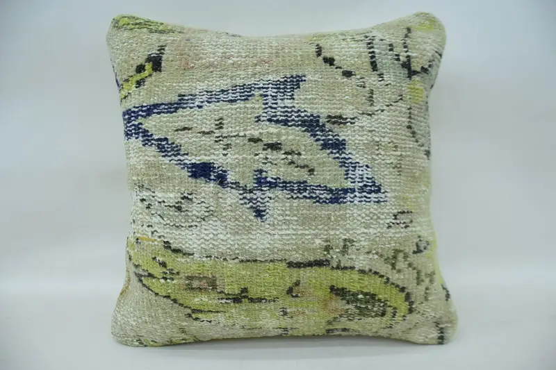 Turkish Pillow, Car Pillow Cover, Pillow, 16x16 Beige Pillow Case, Kilim Pillow, Sofa Bolster Cushion, Outdoor Cushion, Antique Pillows - 1