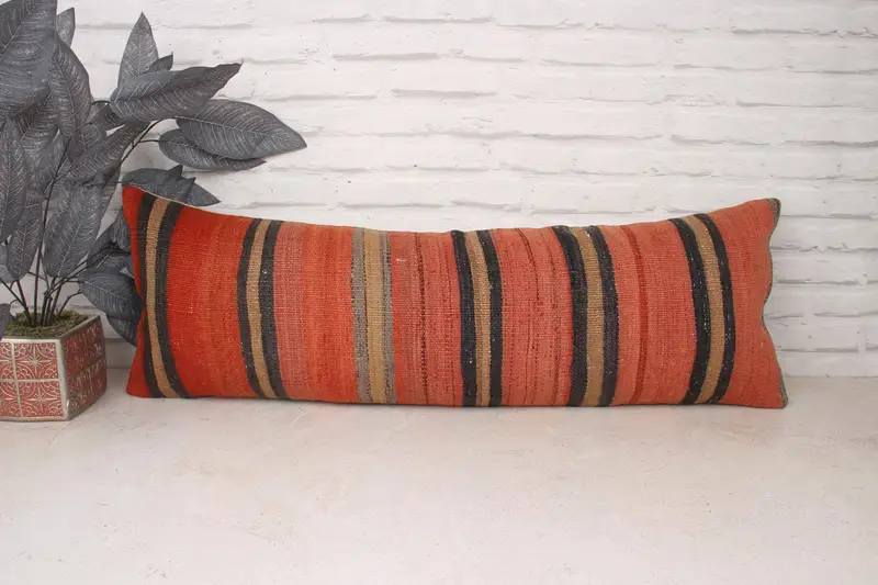 12x36 Red Pillow Sham, Vintage Kilim Throw Pillow, Home Decor Pillow, Pattern Throw Pillow Case, Pillow Case, Kilim Pillow Cover - 1