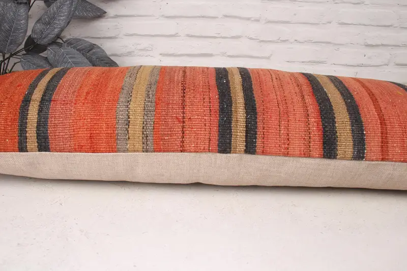 12x36 Red Pillow Sham, Vintage Kilim Throw Pillow, Home Decor Pillow, Pattern Throw Pillow Case, Pillow Case, Kilim Pillow Cover - 5