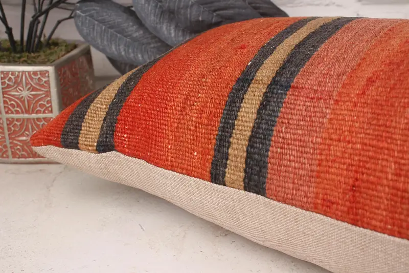12x36 Red Pillow Sham, Vintage Kilim Throw Pillow, Home Decor Pillow, Pattern Throw Pillow Case, Pillow Case, Kilim Pillow Cover - 6