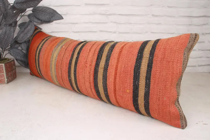 12x36 Red Pillow Sham, Vintage Kilim Throw Pillow, Home Decor Pillow, Pattern Throw Pillow Case, Pillow Case, Kilim Pillow Cover - 4