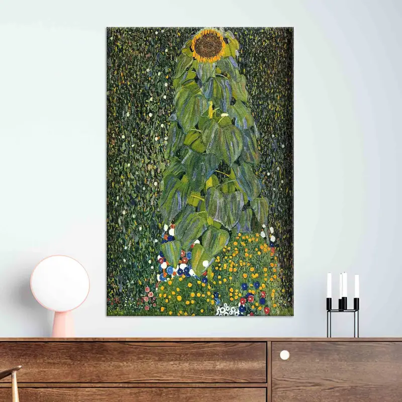 Gustav Klimt Die Sonnenblume, Leinwandwandkunst, Gustav Klimt -Kunstwerk, der Sonnenblumendruck, die Blumenwandkunst, Wohnzimmerdekor, moderne Leinwand, - 1