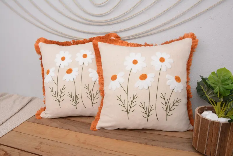 Almohada de tiro del suroeste hecha a mano, cojín bordado vintage