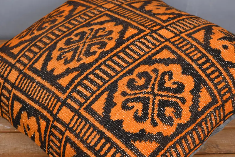 Kilim Rug Pillow Cover, Pillow, Oriental Pillow, Kilim Pillow Cover, Kilim Cushion Sham, 20x20 Orange Cushion Cover, Antique Pillows - 4