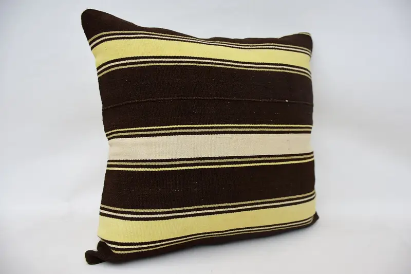 Turkish Kilim Pillow, Pillow Sham, Sofa Pillow, Retro Throw Pillow, Pillow for Sofa, 24x24 Brown Cushion Cover, Turkish Pillow - 2
