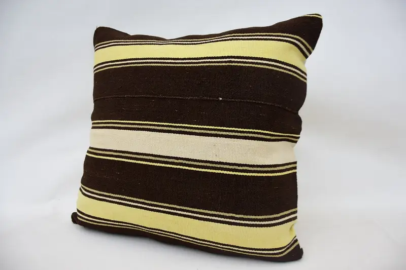 Turkish Kilim Pillow, Pillow Sham, Sofa Pillow, Retro Throw Pillow, Pillow for Sofa, 24x24 Brown Cushion Cover, Turkish Pillow - 3