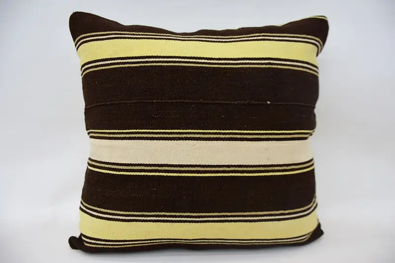 Turkish Kilim Pillow, Pillow Sham, Sofa Pillow, Retro Throw Pillow, Pillow for Sofa, 24x24 Brown Cushion Cover, Turkish Pillow - 1