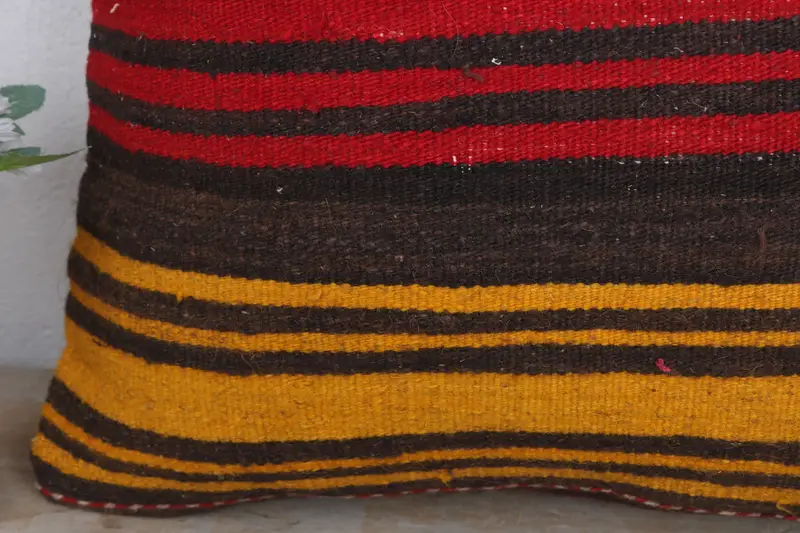 Kilim Pillow Cover, Vintage Kilim Throw Pillow, Kilim Cushion Sham, Cushion Cover, Outdoor Bolster Pillow, 20x20 Red Pillow Case - 3