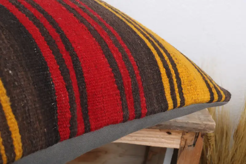 Kilim Pillow Cover, Vintage Kilim Throw Pillow, Kilim Cushion Sham, Cushion Cover, Outdoor Bolster Pillow, 20x20 Red Pillow Case - 6