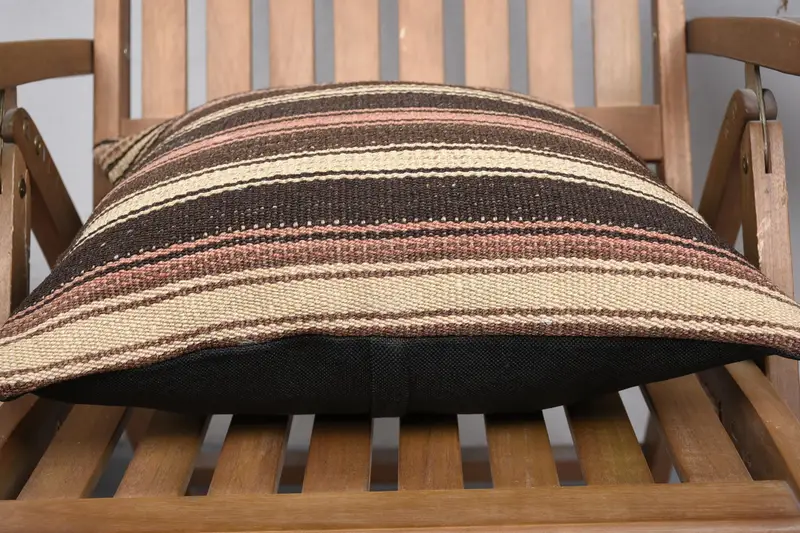 18x18 Brown Pillow Sham, Throw Kilim Pillow, Accent Throw Pillow Case, Pillow for Couch, Decorative Bolster Pillow, Pillow Sham, Turkish Pillow - 5