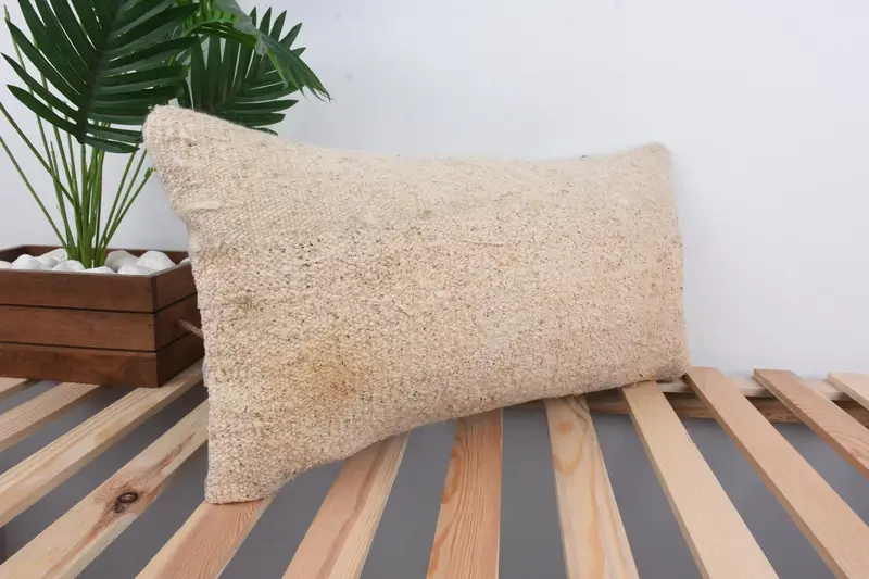 Pillow for Couch, Pillow Case, Interior Designer Pillow, 12x24 Beige Pillow Cover, Comfy Throw Cushion, Pattern Throw Pillow Cover, Kilim Pillow - 4