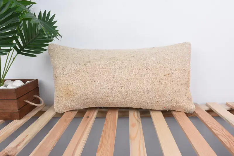 Pillow for Couch, Pillow Case, Interior Designer Pillow, 12x24 Beige Pillow Cover, Comfy Throw Cushion, Pattern Throw Pillow Cover, Kilim Pillow - 1