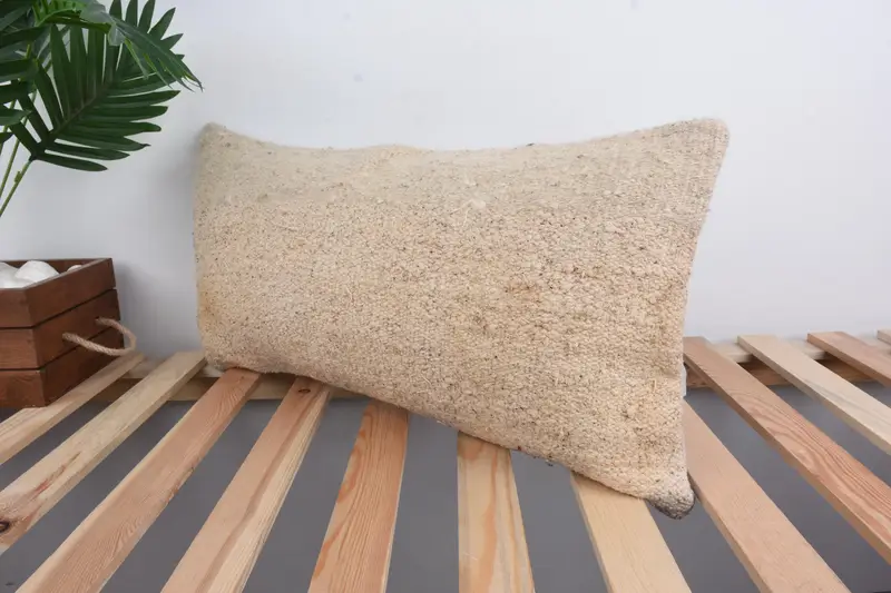 Pillow for Couch, Pillow Case, Interior Designer Pillow, 12x24 Beige Pillow Cover, Comfy Throw Cushion, Pattern Throw Pillow Cover, Kilim Pillow - 5